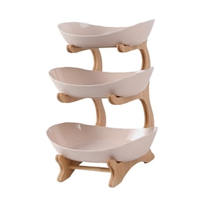 Bothyi - Bandeja Organizadora Para Servir Bocadillos, Platos Para Servir Para La Mesa De La Sala De Estar Del Restaurante, 3 Capas, Rosa