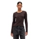 thumbnail image 1 of Top de punto de manga larga con cuello redondo Terra Brown para mujer GAP XL, 1 of 1
