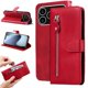 thumbnail image 5 of Funda tipo cartera para iPhone 17 Pro con bolsillo con cremallera y ranuras para tarjetas – Función de soporte Rojo, 5 of 5