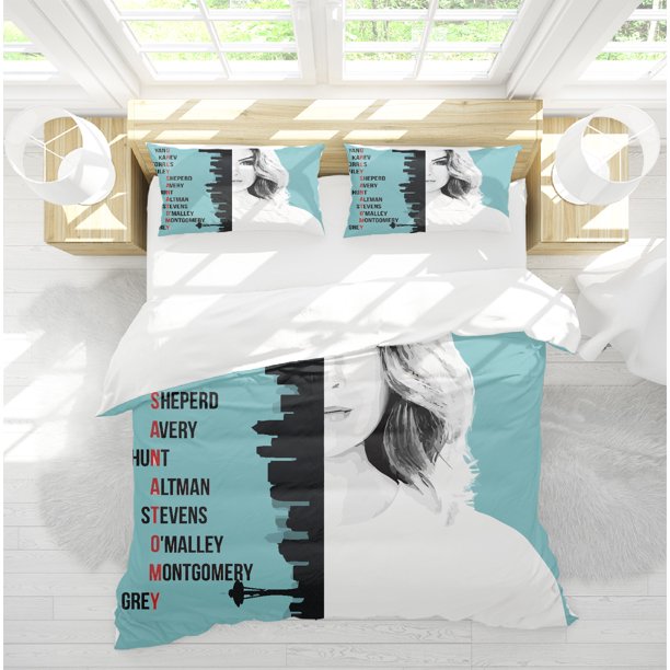 Grey's Anatomy Bedding Set Single Twin Full Queen King Size Grey Sloan Memorial Bed Set Aldult Kid Bedroom Duvetcover Sets 3D 05 Bed Sheets