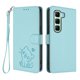 thumbnail image 1 of Infinix Hot 50 5G Funda Billetera con Estampado de Gato, Verde Claro, 1 of 6