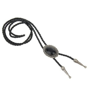 Genérico - Piedra Preciosa Oval Bolo Bola Lazo Rodeo Vaquero Cuero Pu Corbata Plata Antigua