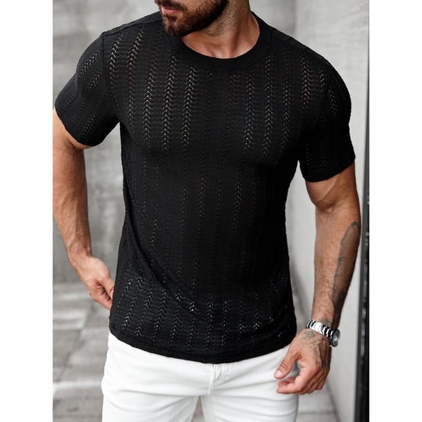 Polera Hombre Manga Corta Hilo Tejida Estilo Casual 0282