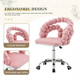 thumbnail image 3 of Silla de vanidad trasera de burbuja de terciopelo, silla de maquillaje giratoria de 360 ° de altura ajustable con base de metal de oro y ruedas rodantes silenciosas, 3 of 5