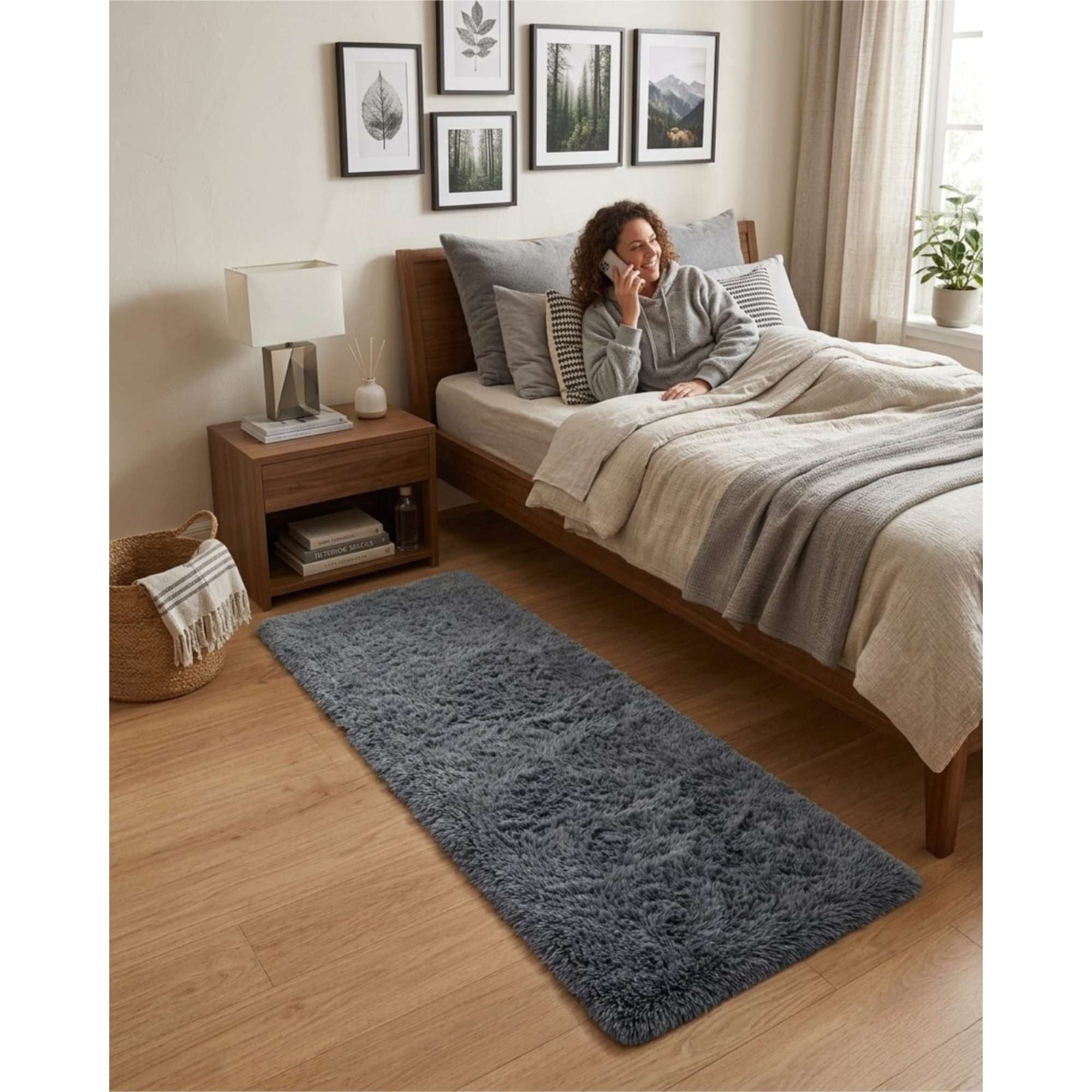Todo Para El Hogar - Alfombra Pasillera Shaggy 60x200 Cm Pelo Largo Suave