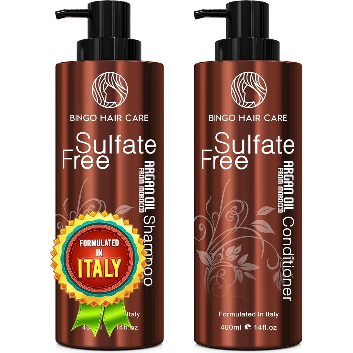 Set Shampoo Y Acondicionador Argan Oil Bingo Hair Care 400ml Sin Sulfato