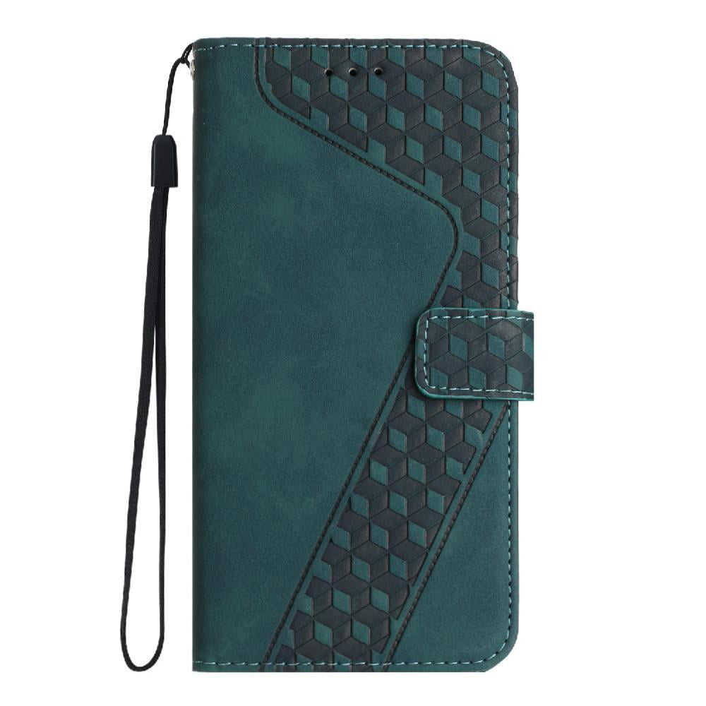 Foxdock - Funda Tipo Cartera Para Motorola Moto Edge 60 5g Con Tarjetero, Bolsillo Para Billetes, Soporte, Cierre Magnético Y Correa Para La Muñeca, Funda Tipo Folio Con Textura Geométrica Verde