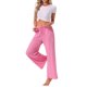 thumbnail image 2 of INSPIRE CHIC Pantalones de Pijama para Mujer Pierna Ancha Casual Tejido de Punto Suelto Ajuste Holgado Dormir Confort Suave Conjuntos de Descanso Parte Inferior M Rosa, 2 of 6