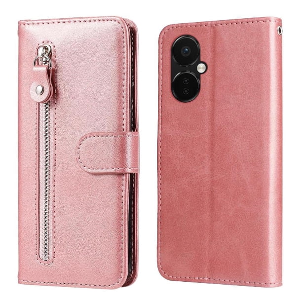 Funda con Cremallera para OnePlus Nord CE 3, Carcasa Cartera de Cuero PU con Soporte y Tarjetero