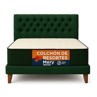 Ethan Desing - Cama Plaza Y Media Verde Botella Capitoné + Colchon Mery Desing