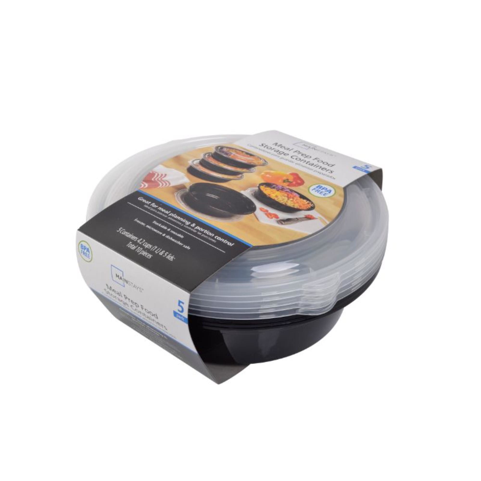Mainstays - Contenedor Meal Prep 1 Litro Set 5 Redondo