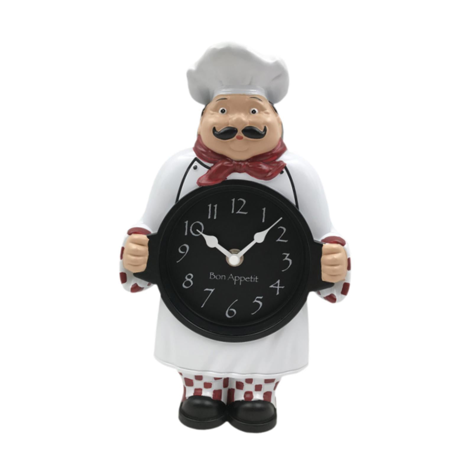 Magideal - Reloj De Pared Chef, Reloj De Escritorio, Reloj Decorativo Moderno, Reloj De Pared Colgante Para Panadería, Salón, Cafetería, Restaurante, Decoración