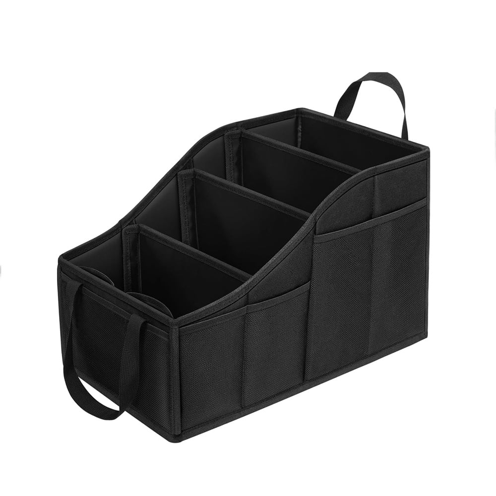 Xusx111 - Organizador De Asiento De Coche Organizador De Asiento Trasero De Coche Con 4 Compartimentos, 4 Soportes De Tazas Y 7 Bolsillos De Malla Para El Asiento Delantero Y Trasero, Negro