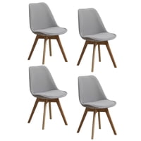 Set 4 Sillas De Comedor De Tela Madera Gris Fabric Lubabycas