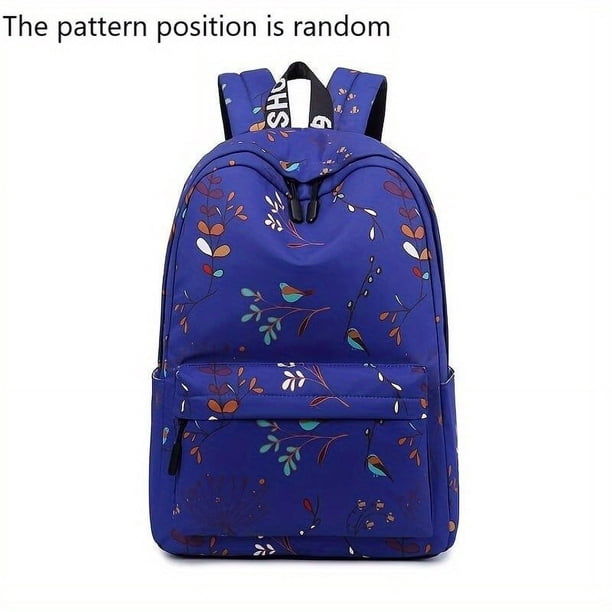 1pc New School Bag Womens Student Polyester Waterproof Backpack, Fashion Leaves Pattern Printing Backpack, Large-capacity Travel Bag