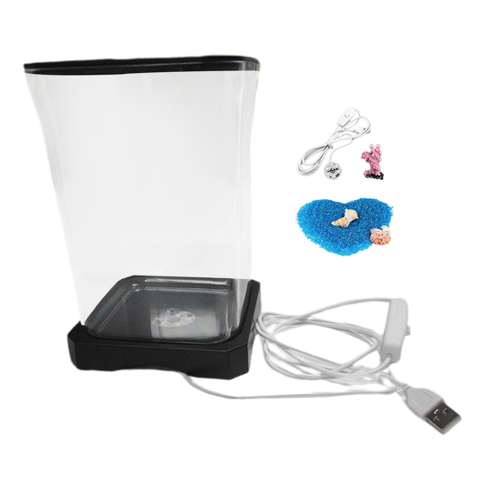 Magideal - Pecera Para Peces Betta, Pecera Con Luz, Resistente, Decoración Para Pecera, Terrario Para Reptiles, Pecera Para El Hogar, Oficina, Mesa, Serpiente, Negro