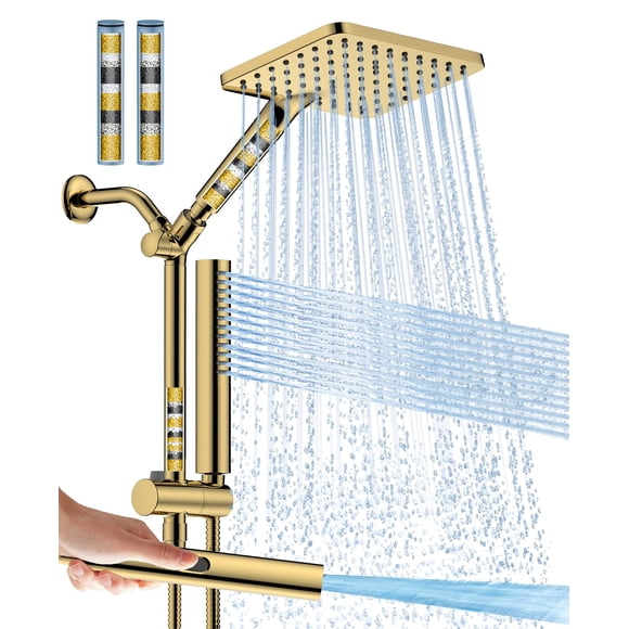Cabezal de Ducha Hombeter Filtrado Combo Dorado 1/2" Rosca