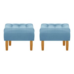 Bodevir - Set Pouf Wood 1C Felpa 04 Azul Petroleo