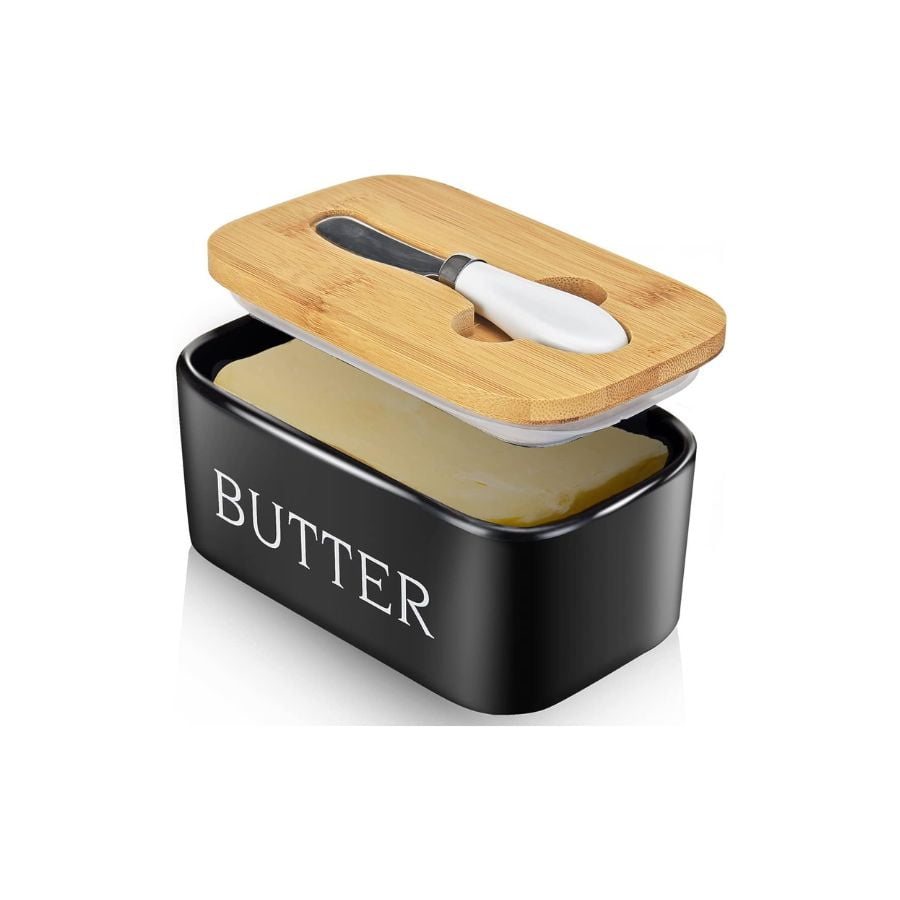 Aventura Store - Recipiente De Cerámica Para Mantequilla Con Tapa Y Cuchillo 400ml
