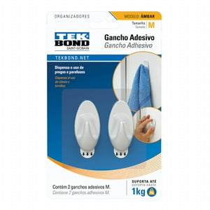 Ganchos Adhesivos Plástico Ambar Blanco M - 1Kg 2Un. - Tekbond