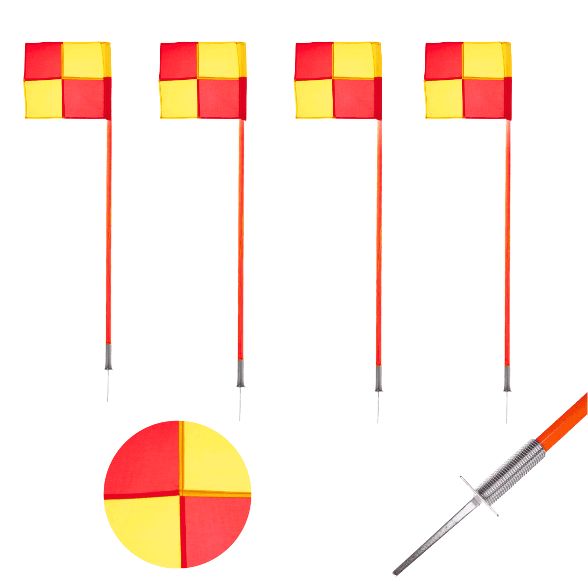 Linea Sport - Pack X4 Banderines Corner Pole Con Estacas 1.50mtrs Futbol