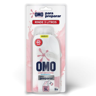 Detergente Líquido Piel Sensible Ultra Power Para Preparar Botella 500 Ml Omo