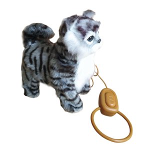 Ioensy - Simulación De Juguete De Mascota Animal De Peluche Electrónico Realista Encantador Suave Para Gato Gris