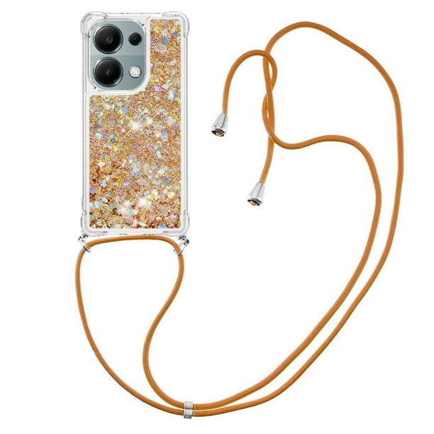 Funda FOXDOCK para Xiaomi Redmi Note 13 Pro 4G con Cuerda Ajustable, Brillo Líquido, Protección Antigolpes y Lente – Ideal para Regalo