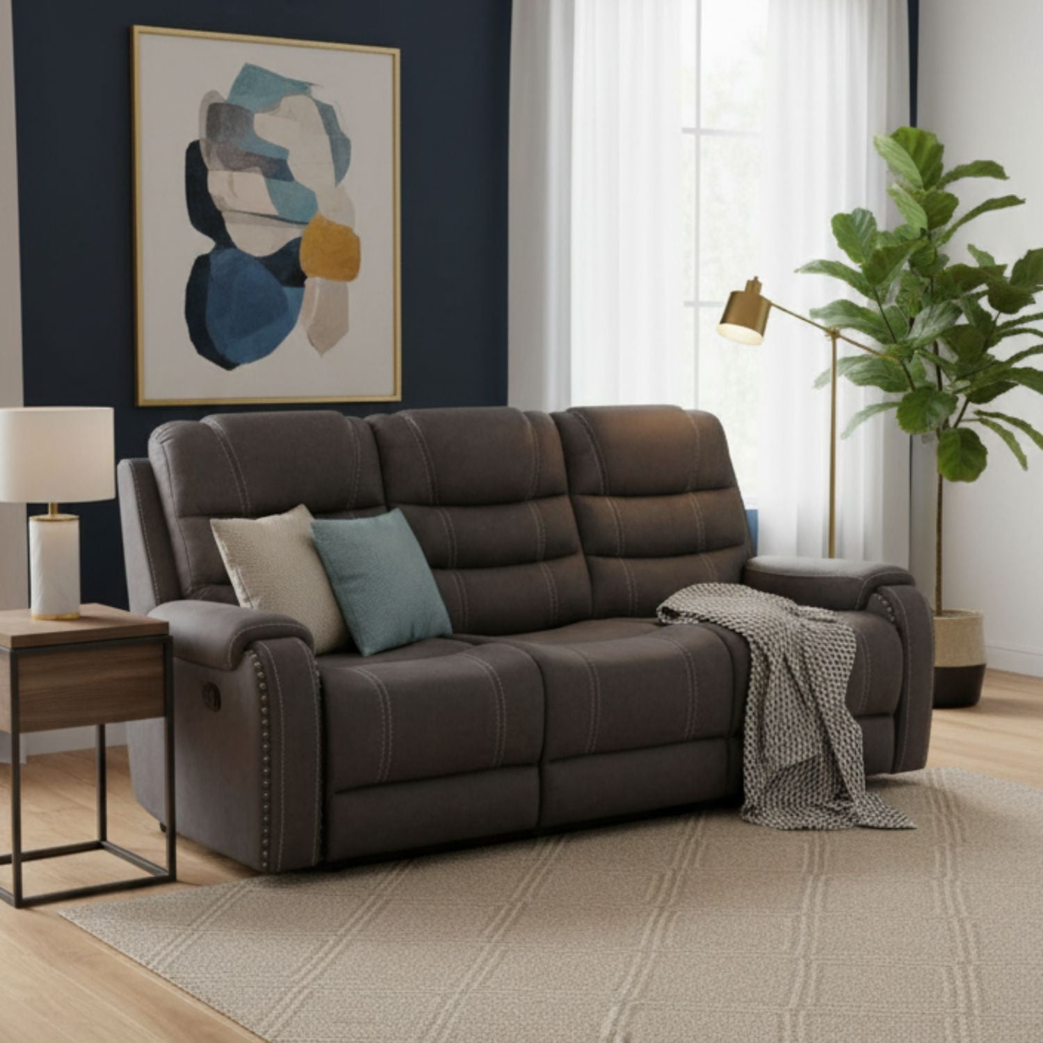 Daniels - Sofá Reclinable 3 Cuerpos Gris Moderno Verona 6035sgr