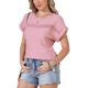 thumbnail image 4 of INSPIRE CHIC Blusas con Ojales para Mujer de Manga Corta Hueco Verano Elegante Casual Top M Rosa, 4 of 6