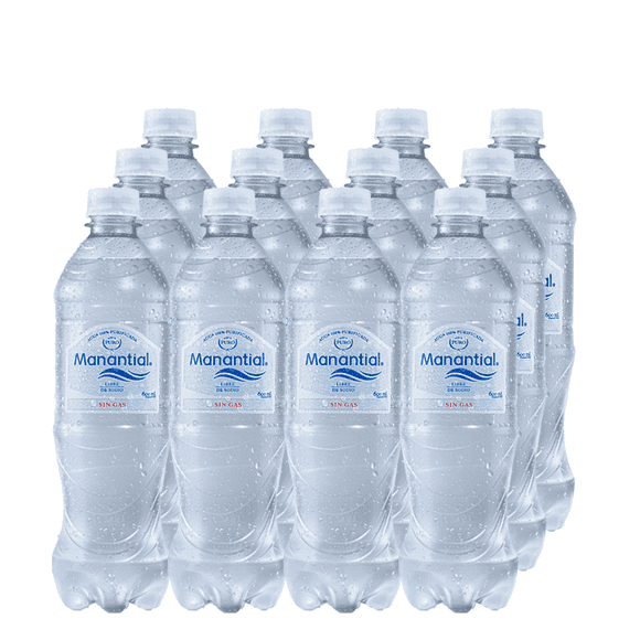 Pack 12 Agua Purificada Manantial Sin Gas Botella 600cc