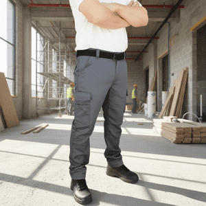 T-World - Pantalón De Trabajo Cargo Gabardina Cintura Elásticada Gris