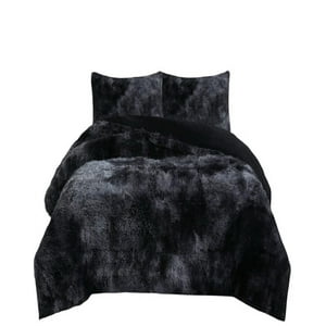 Teng Fei - Cobertor Peludo Invierno Plaza Y Media Negro Jaspeado
