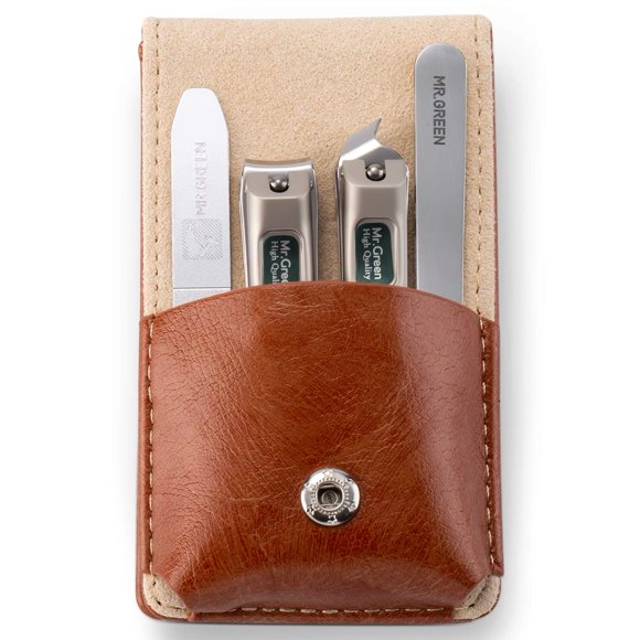 Juego de cortaúñas MR.GREEN de acero inoxidable, 4 piezas con estuche