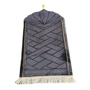 Magideal - Alfombra De Oración Portátil Alfombras De Área Coleccionables Manta De Alfombra De Piso 65 Cm X 110 Cm Estera De Oración Plegable Para Boda Islámica Negro