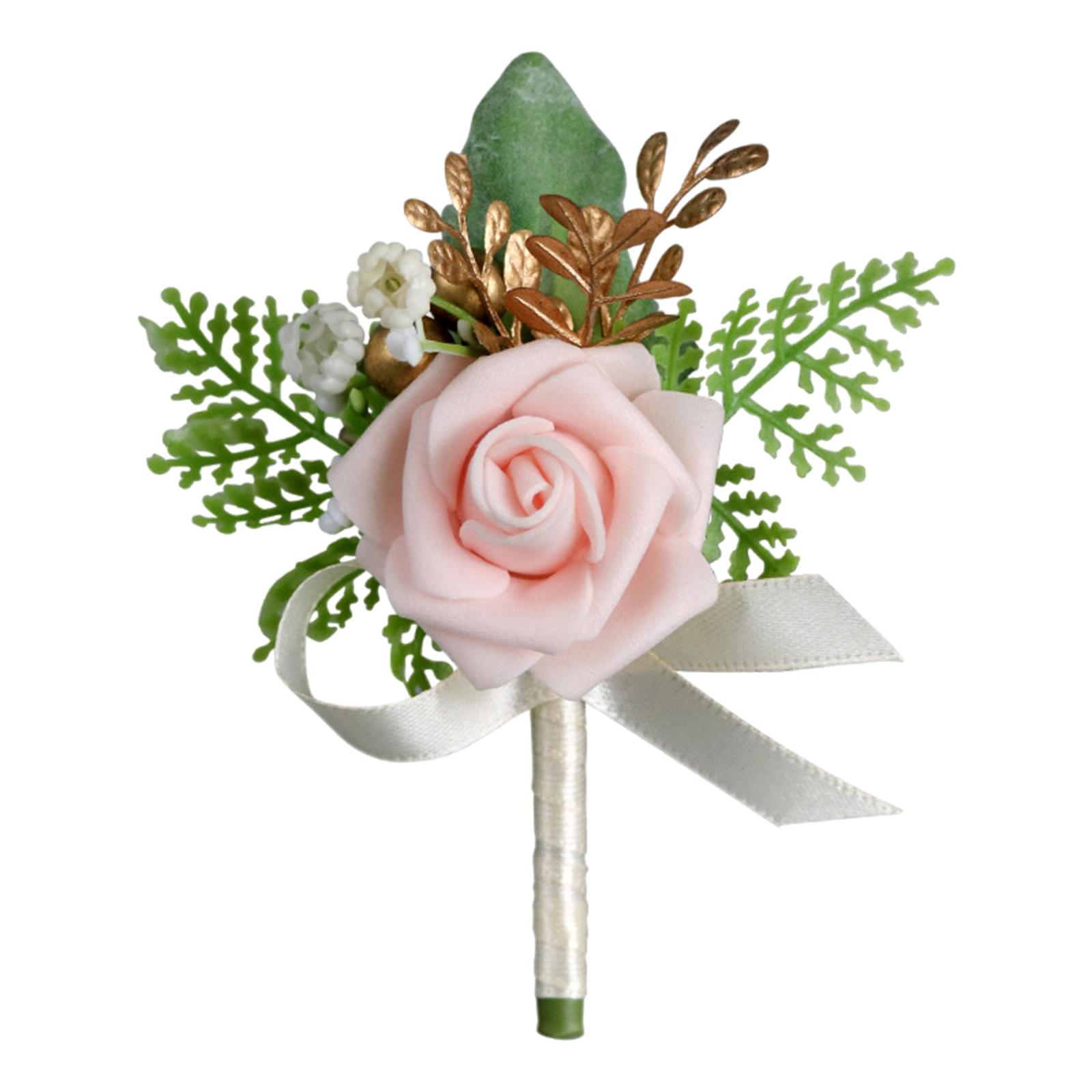 Bothyi - Boda Boutonniere Hecho A Mano Ramillete Novio Dama De Honor Novia Rosa Boutonniere