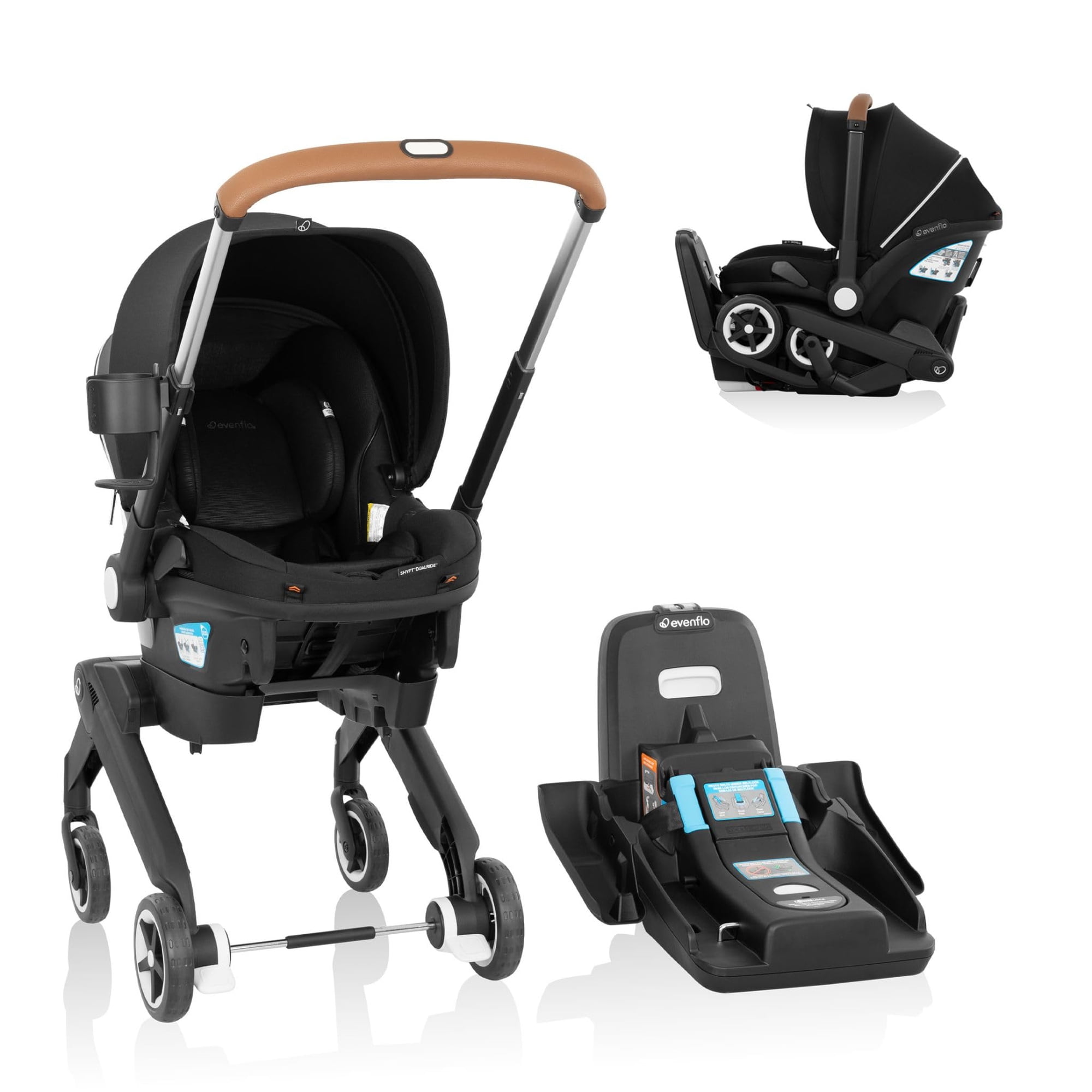 Sistema Combinado De Silla Para Auto Y Carriola Para Bebé Evenflo Shyft Dualride Onyx