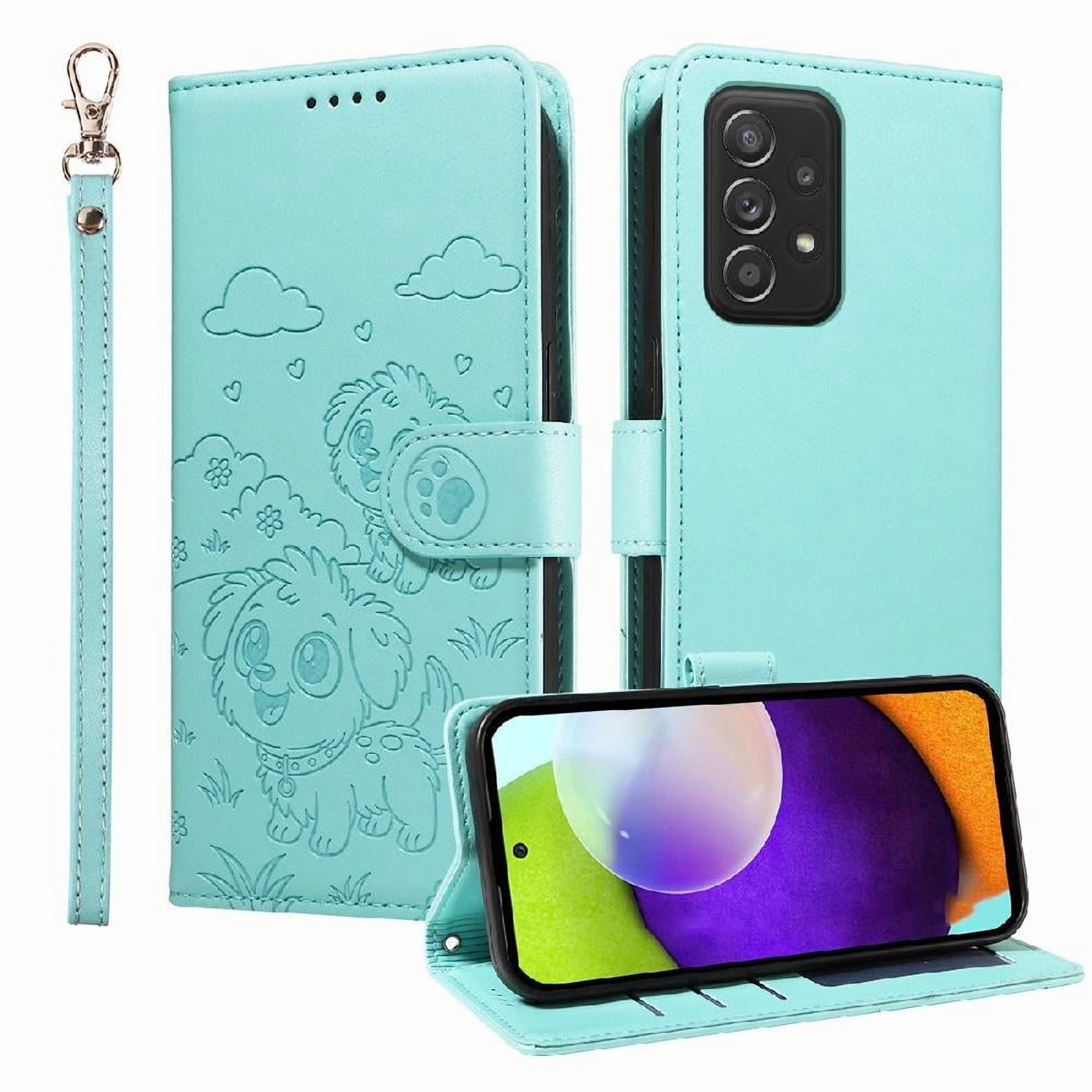 Funda Billetera Foxdock Compatible Con Samsung Galaxy A52/a52s, Diseño Perrito Tierno, Ranuras Para Tarjetas Y Soporte Plegable