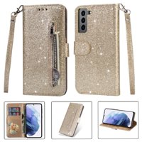 Funda Para Foxdock Elegante Funda Samsung Galaxy S22 5G Glitter Con Cremallera-Ideal Para El Uso Diario