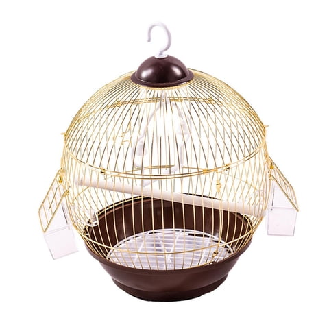 Ioensy - Jaula Para Loros Con Gancho Para Colgar, Jaula Para Periquitos, Agapornis Grises Africanos, Color Dorado