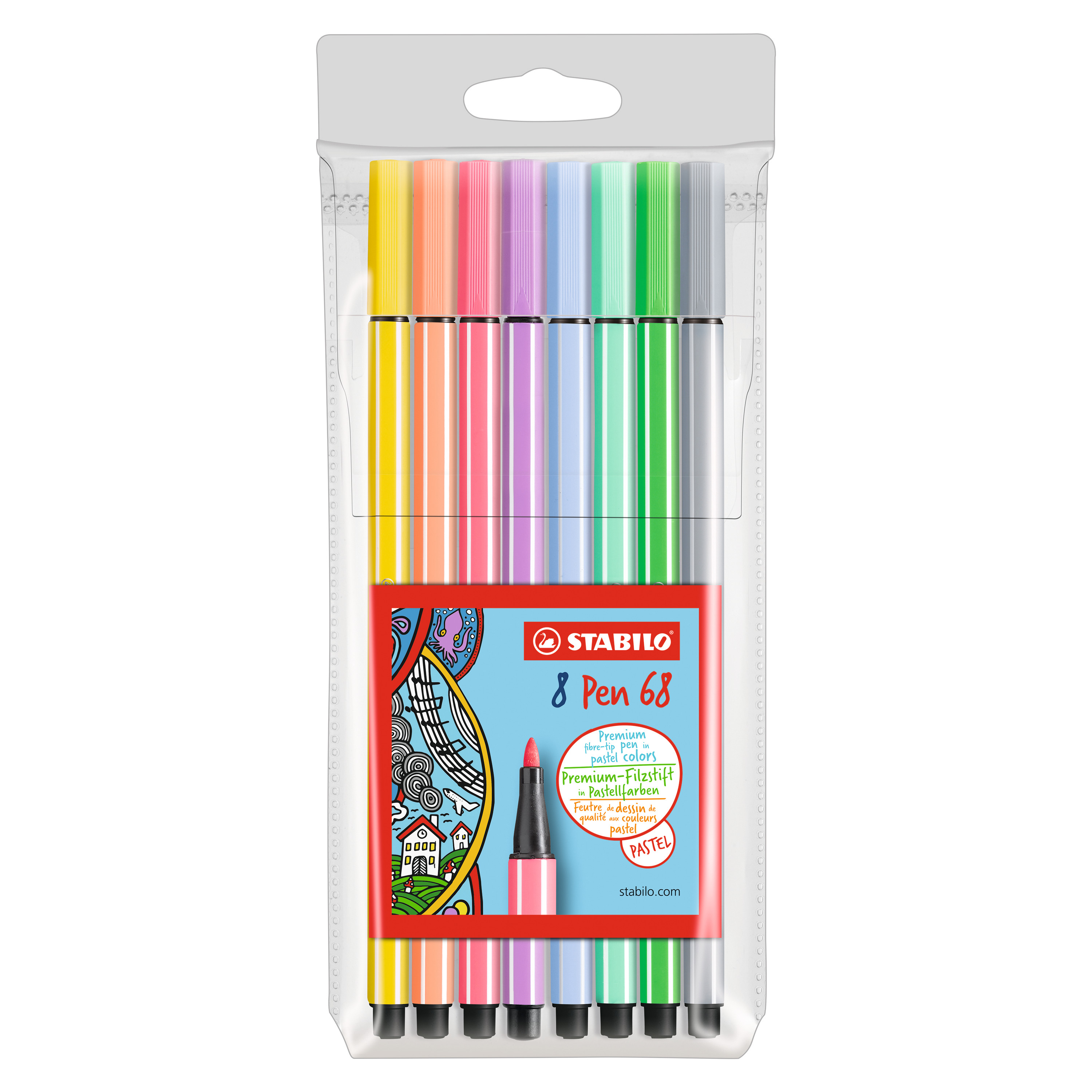 Stabilo - Pen 68 Pastel 8 Surt Blister