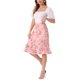 thumbnail image 2 of INSPIRE CHIC Falda Midi Floral de Cintura Alta con Línea A y Largo a la Rodilla para Mujer, Regreso a Clases, Rosa Claro M, 2 of 6