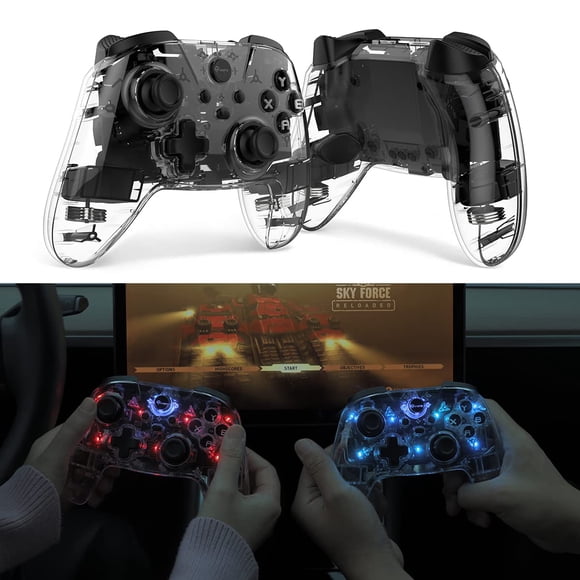 Controlador de videojuegos TPARTS inalámbrico (2 unidades) para Tesla, Switch y PC