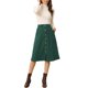 thumbnail image 2 of INSPIRE CHIC Falda Midi de Pana de Cintura Alta para Mujer, Línea A, con Botones al Frente, Plisada, con Cinturón y Bolsillos, Verde Oscuro XS, 2 of 6