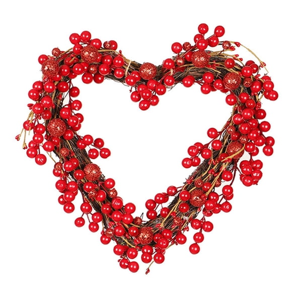 Valentine Heart Wreath Red Garland Festival Acción de Gracias Boda de cumpleaños exterior y interior Colgando Pared Puerta delantera