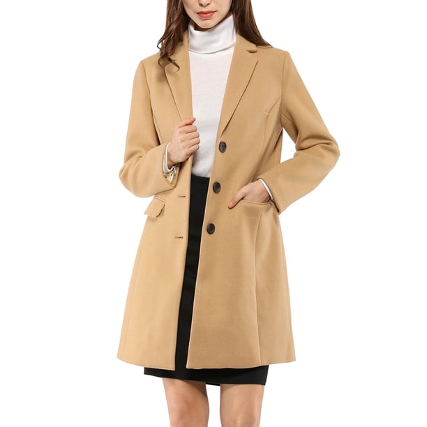 Abrigos de mujer INSPIRE CHIC con solapa, de manga larga, de un solo botón, abrigo de otoño e invierno en marrón