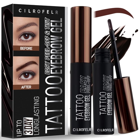 Gel para cejas Cilrofelr, tinte exfoliante para tatuajes, marrón cálido, paquete de 2
