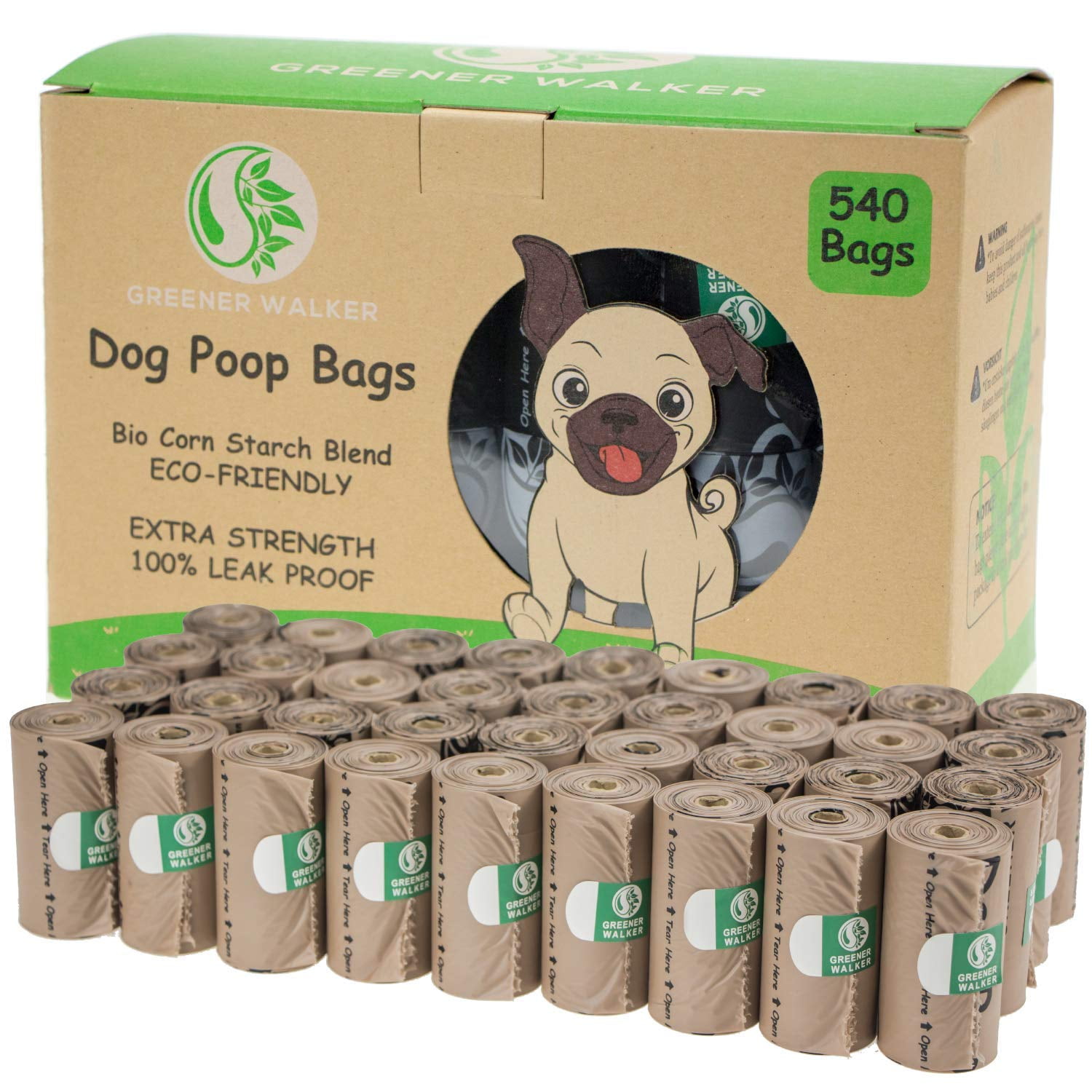 Bolsas Para Excrementos Greener Walker Para Excrementos De Perro 540 Bolsas De 23 X 33 Cm