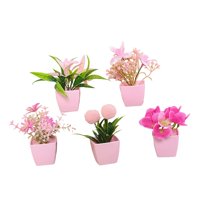 Bothyi - 5X Flores Simuladas Rosas Falsas En Macetas De Interior Para Oficina, Restaurante, Estilo Granja B
