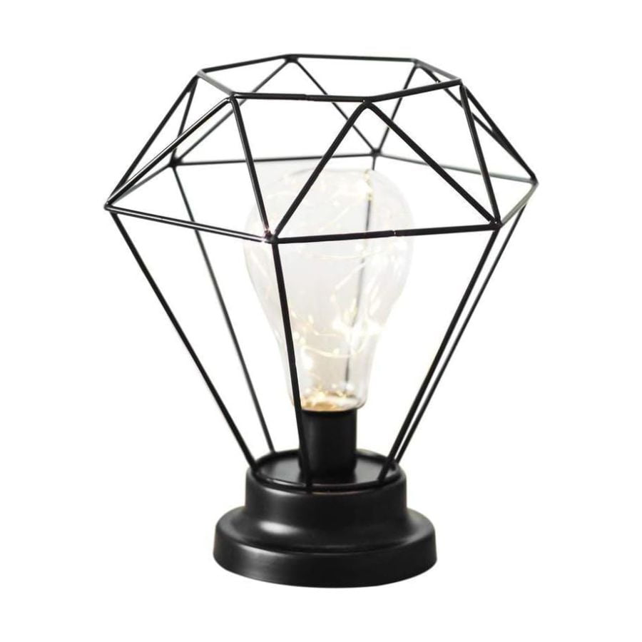 Click Ventas - Lampara De Mesa Metal Diseño Geométrico Decorativa Hogar A Pilas